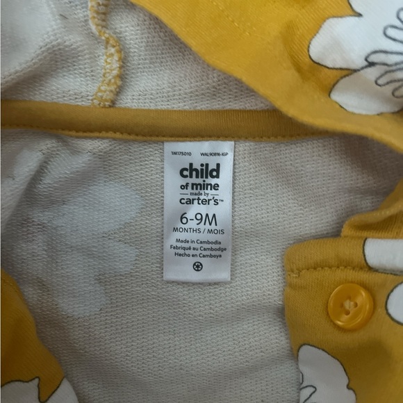 CARTERS | 3 PIECE MATCHING FLORAL BUTTON UP HOODIE POLKA DOT RUFFLE OUTFIT 6-9 M - Picture 3 of 8